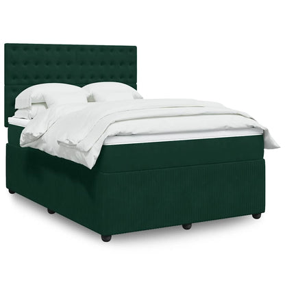 Giroletto a Molle con Materasso Verde Scuro 160x200 cm Velluto