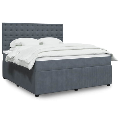 Giroletto a Molle con Materasso Grigio Scuro 180x200 cm Velluto