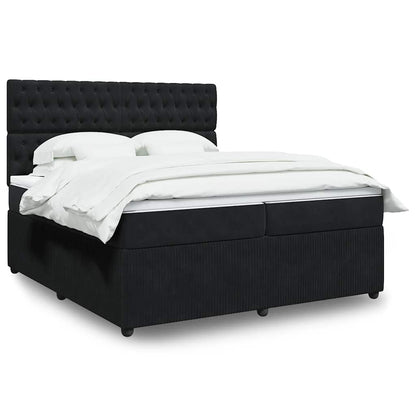 Giroletto a Molle con Materasso Nero 200x200 cm in Velluto