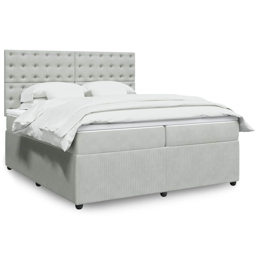 Giroletto a Molle con Materasso Grigio Chiaro 200x200cm Velluto