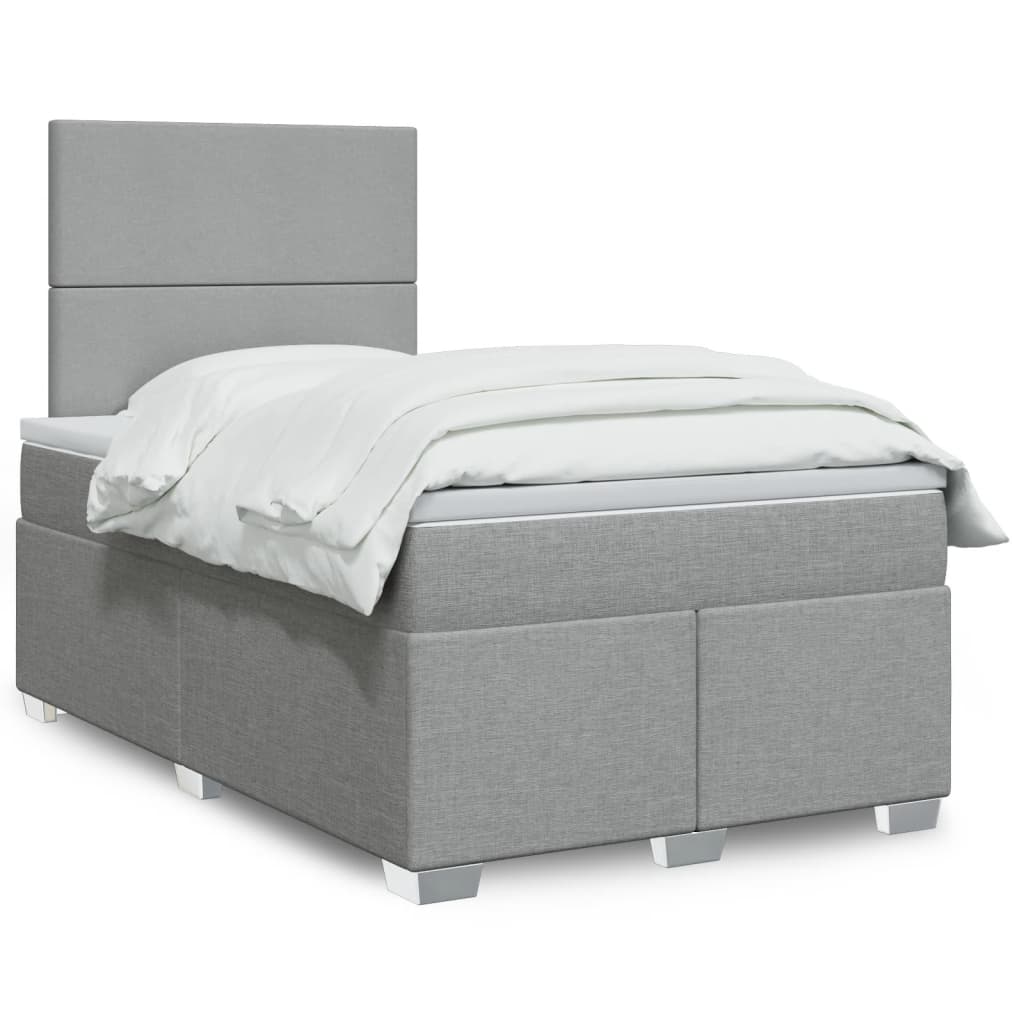 Giroletto a Molle con Materasso Grigio Chiaro 120x200cm Tessuto