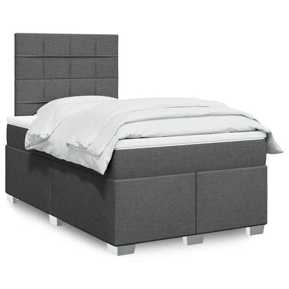 Giroletto a Molle con Materasso Grigio Scuro 120x200 cm Tessuto