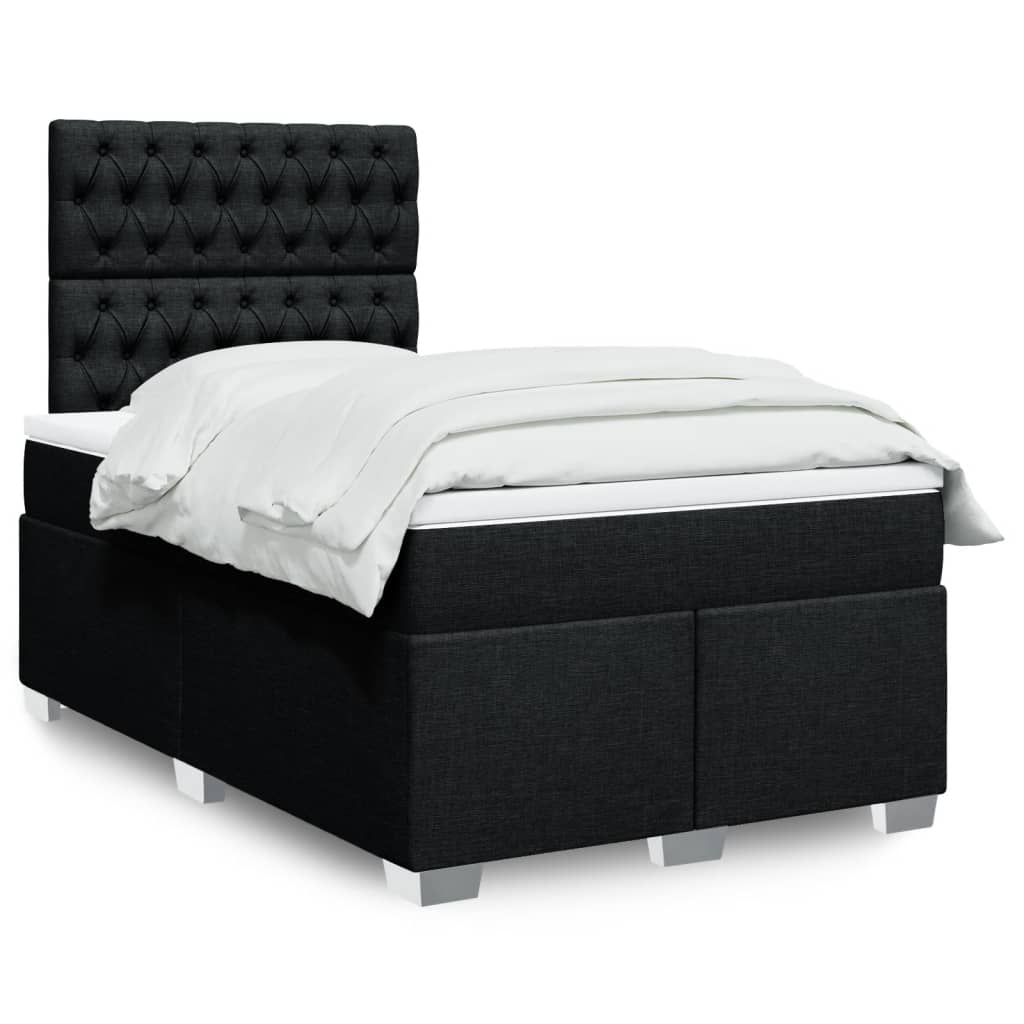 Giroletto a Molle con Materasso Nero 120x200 cm in Tessuto