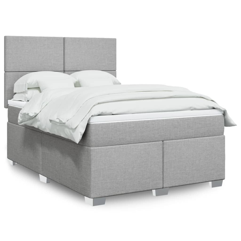 Giroletto a Molle con Materasso Grigio Chiaro 140x200cm Tessuto