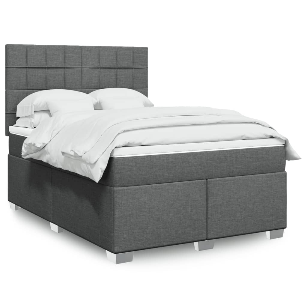 Giroletto a Molle con Materasso Grigio Scuro 140x200cm Tessuto