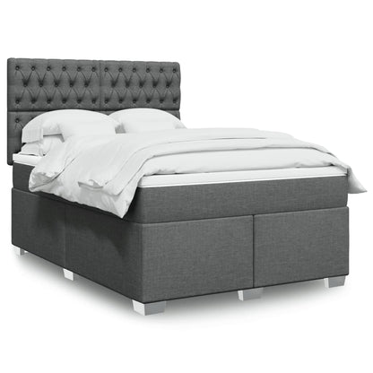 Giroletto a Molle con Materasso Grigio Scuro 140x200cm Tessuto