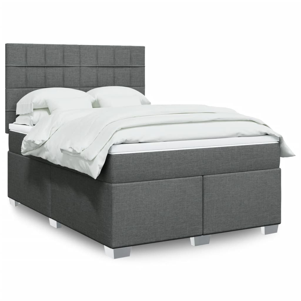 Giroletto a Molle con Materasso Grigio Scuro 160x200 cm Tessuto