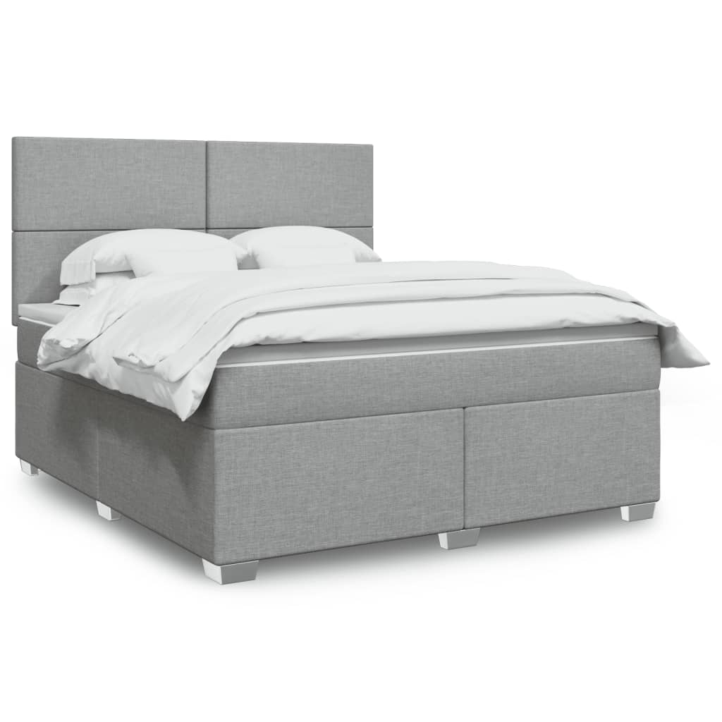 Giroletto a Molle con Materasso Grigio Chiaro180x200 cm Tessuto