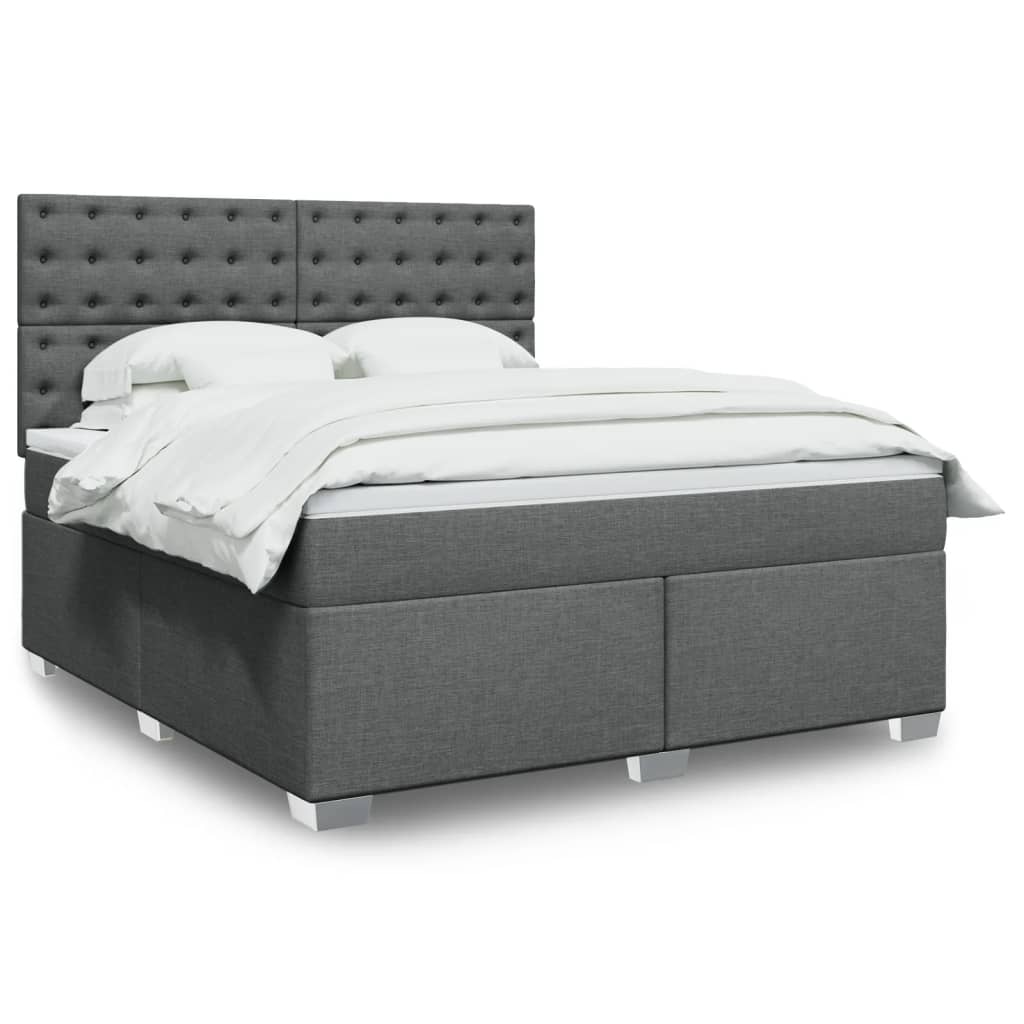 Giroletto a Molle con Materasso Grigio Scuro 180x200 cm Tessuto