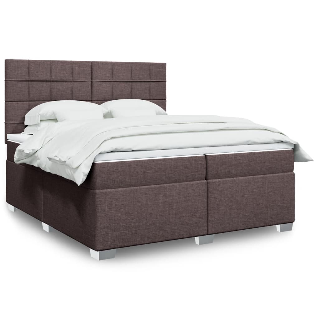 Giroletto a Molle con Materasso Marrone Scuro 200x200cm Tessuto