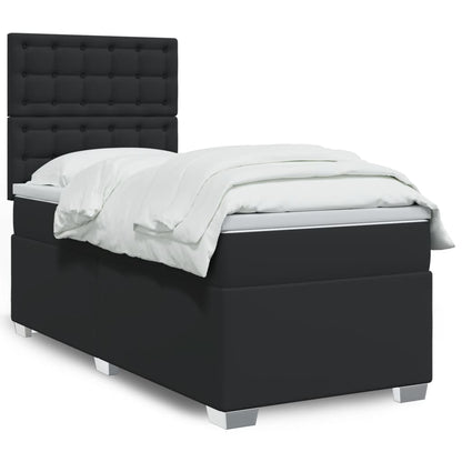 Giroletto a Molle con Materasso Nero 90x190 cm in Similpelle