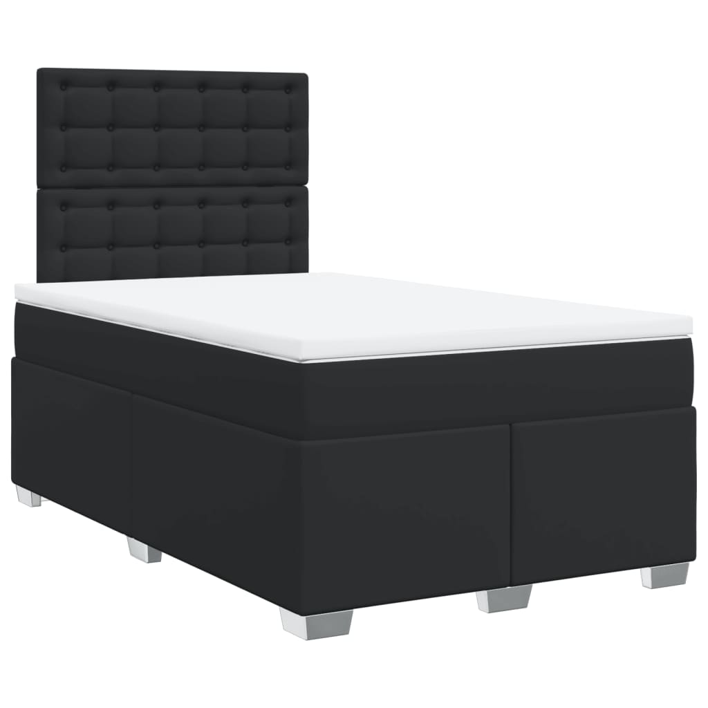 Giroletto a Molle con Materasso Nero 120x190 cm in Similpelle
