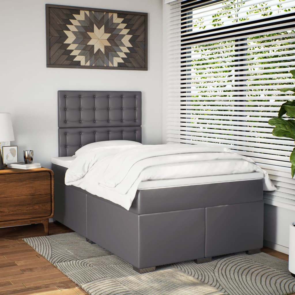 Giroletto a Molle con Materasso Grigio 120x190 cm in Similpelle