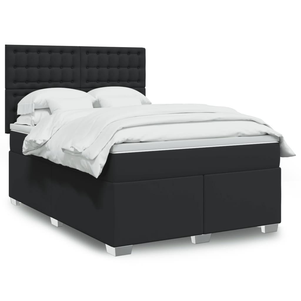 Giroletto a Molle con Materasso Nero 140x190 cm in Similpelle