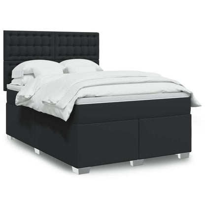 Giroletto a Molle con Materasso Nero 140x190 cm in Similpelle