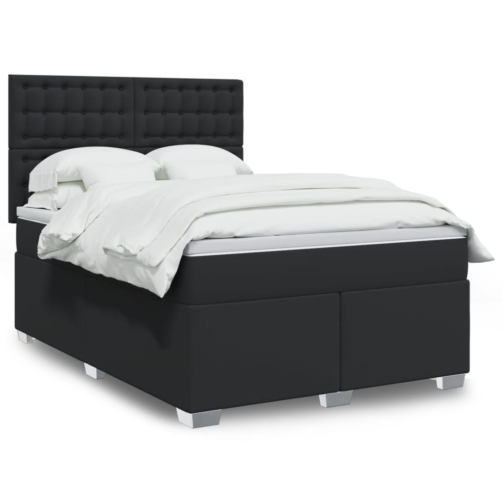 Giroletto a Molle con Materasso Nero 140x200 cm in Similpelle