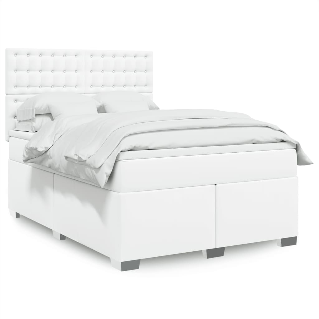 Giroletto a Molle con Materasso Bianco 140x200 cm in Similpelle