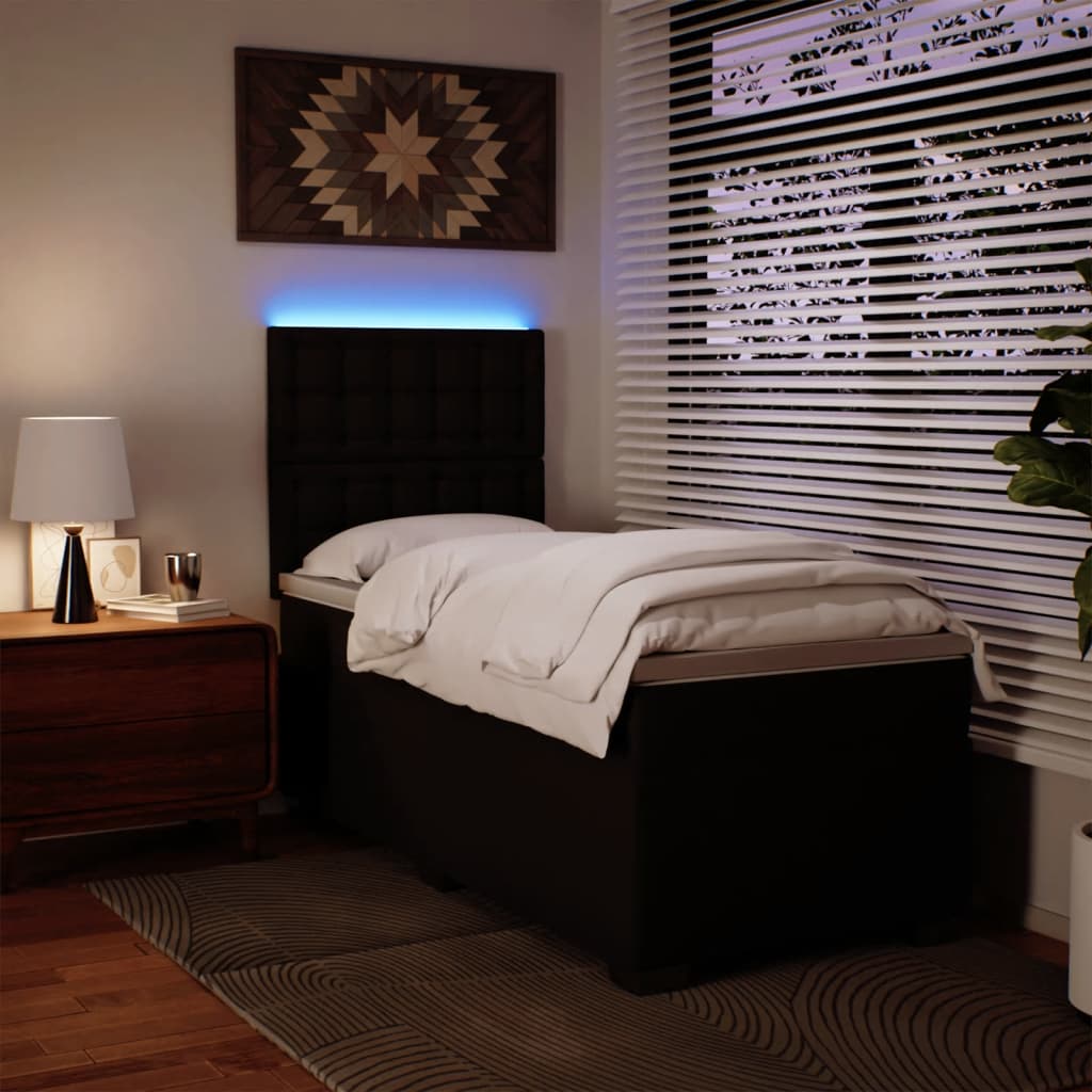 Letto a Molle con Materasso Nero Singolo in Similpelle