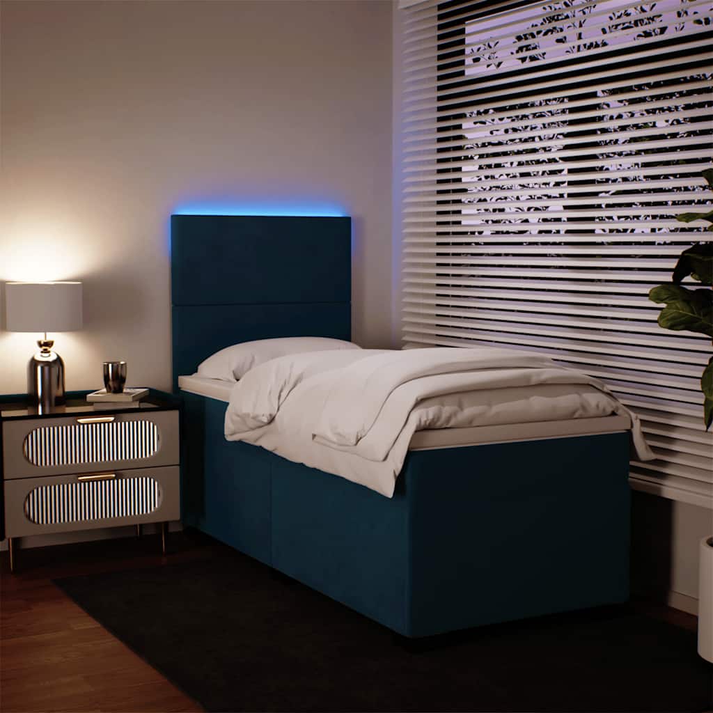 Giroletto a Molle con Materasso Blu 80x200 cm in Velluto