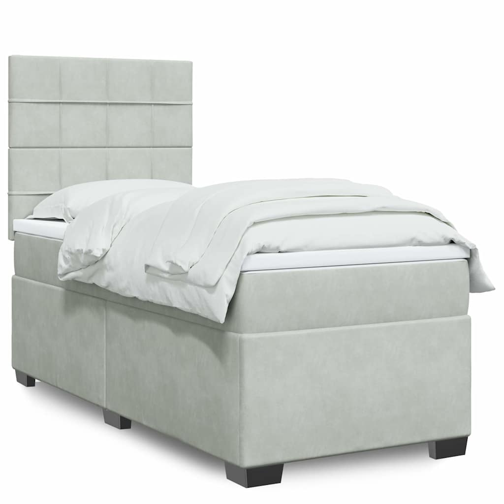 Giroletto a Molle con Materasso Grigio Chiaro 80x200 cm Velluto