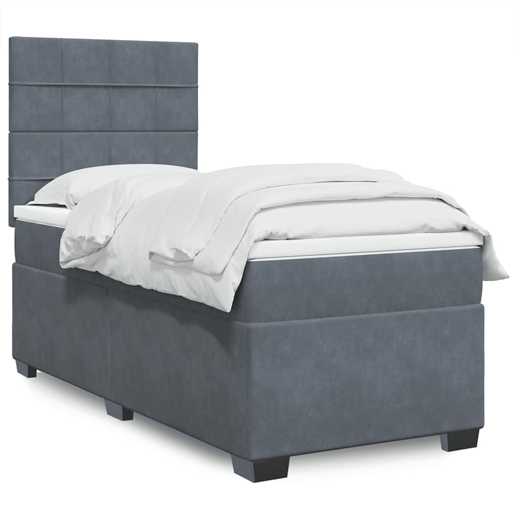 Giroletto a Molle con Materasso Grigio Scuro 80x200 cm Velluto