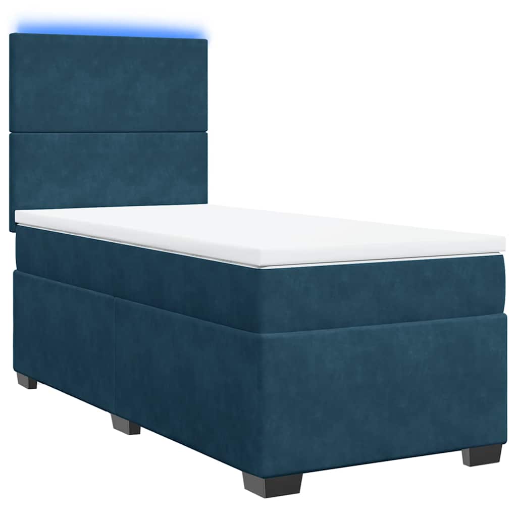 Giroletto a Molle con Materasso Blu 90x190 cm in Velluto