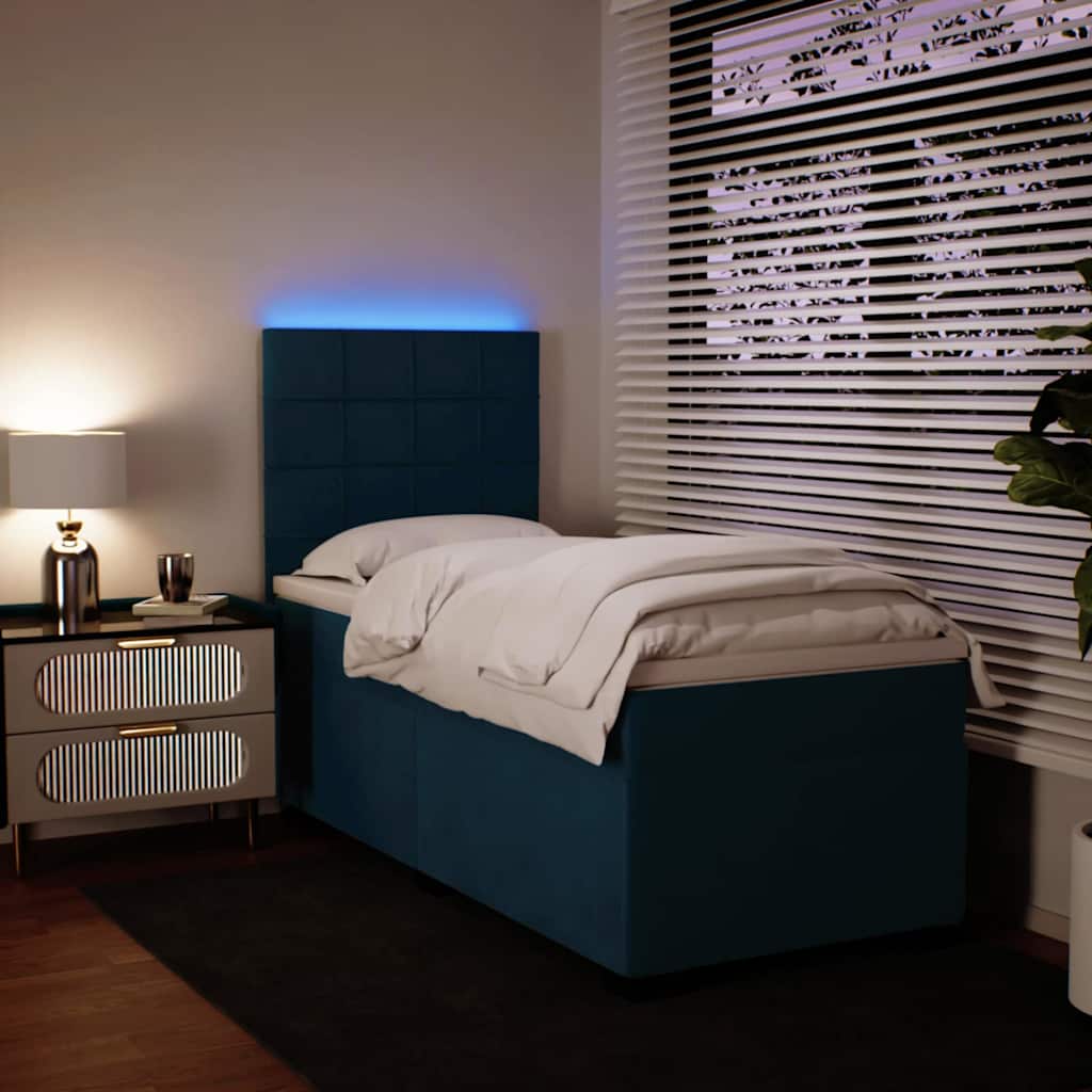 Giroletto a Molle con Materasso Blu 90x190 cm in Velluto