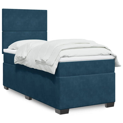 Giroletto a Molle con Materasso Blu 90x200 cm in Velluto