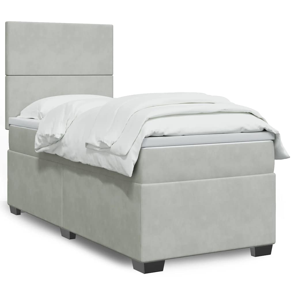 Giroletto a Molle con Materasso Grigio Chiaro 100x200cm Velluto