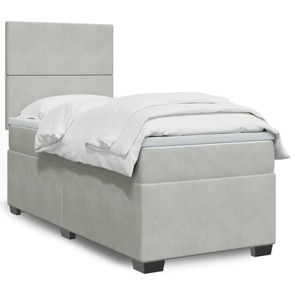 Giroletto a Molle con Materasso Grigio Chiaro 100x200cm Velluto