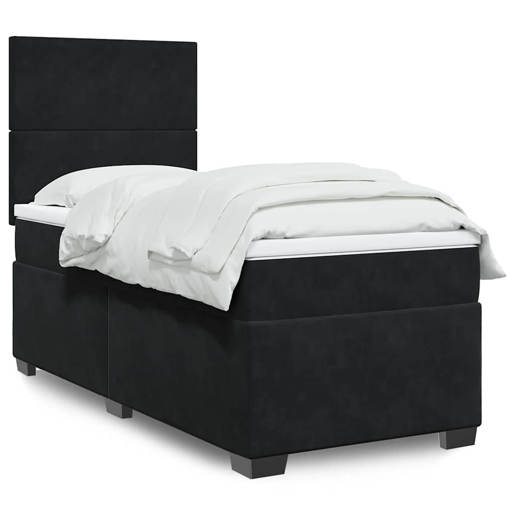 Giroletto a Molle con Materasso Nero 100x200 cm in Velluto