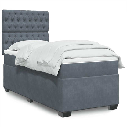 Giroletto a Molle con Materasso Grigio Scuro 100x200 cm Velluto