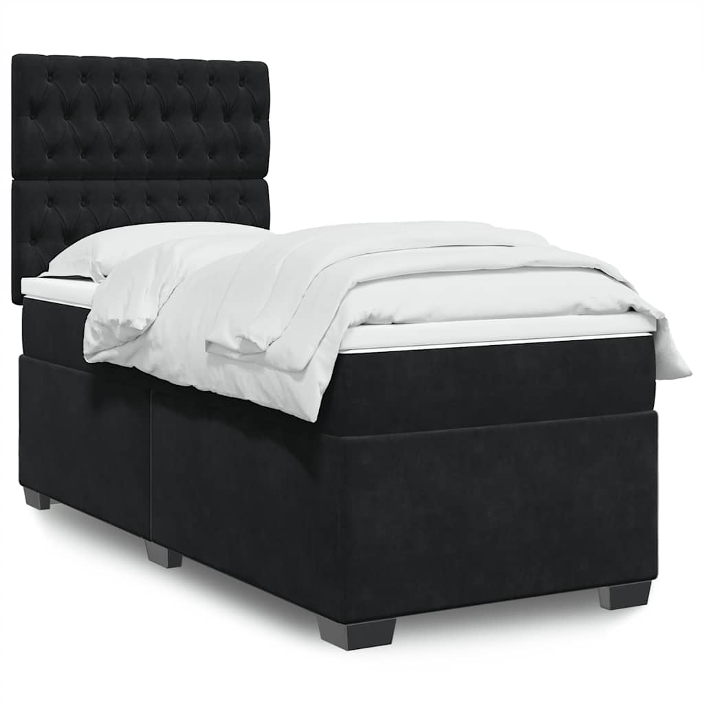 Giroletto a Molle con Materasso Nero 100x200 cm in Velluto
