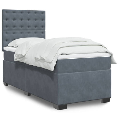 Giroletto a Molle con Materasso Grigio Scuro 100x200 cm Velluto