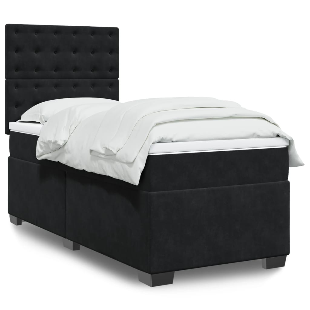 Giroletto a Molle con Materasso Nero 100x200 cm in Velluto