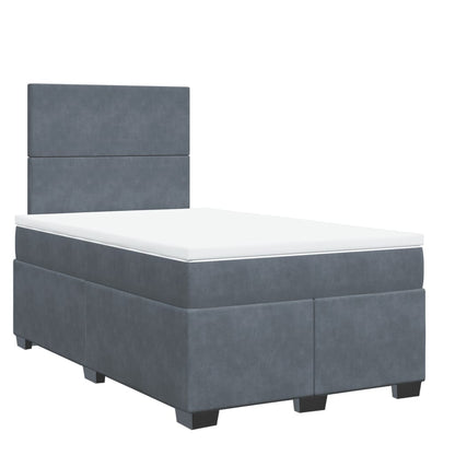 Giroletto a Molle con Materasso Grigio Scuro 120x190 cm Velluto