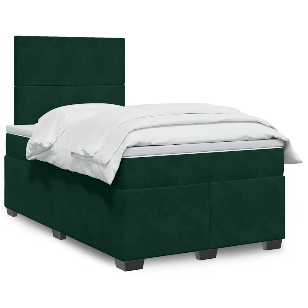 Giroletto a Molle con Materasso Verde Scuro 120x190 cm Velluto