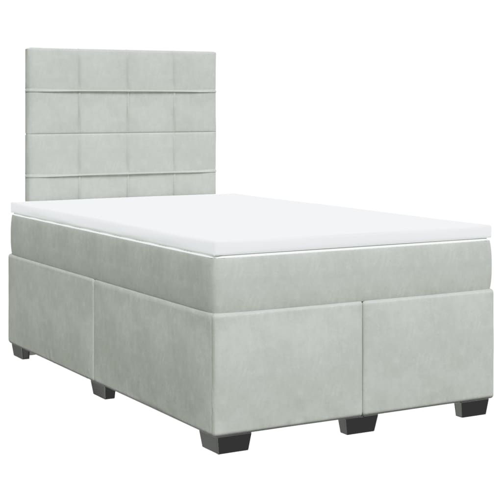 Giroletto a Molle con Materasso Grigio Chiaro 120x190cm Velluto