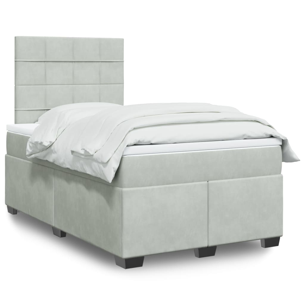 Giroletto a Molle con Materasso Grigio Chiaro 120x190cm Velluto