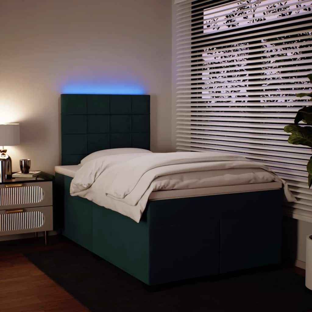 Giroletto a Molle con Materasso Verde Scuro 120x190 cm Velluto
