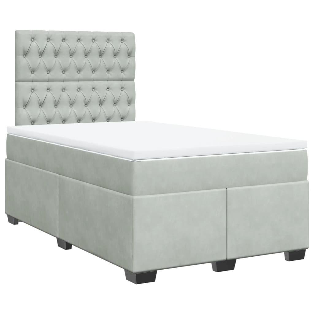 Giroletto a Molle con Materasso Grigio Chiaro 120x190cm Velluto