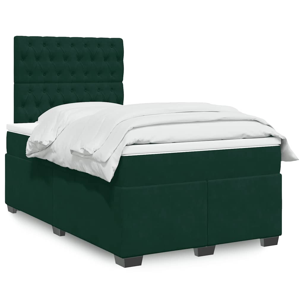 Giroletto a Molle con Materasso Verde Scuro 120x190 cm Velluto