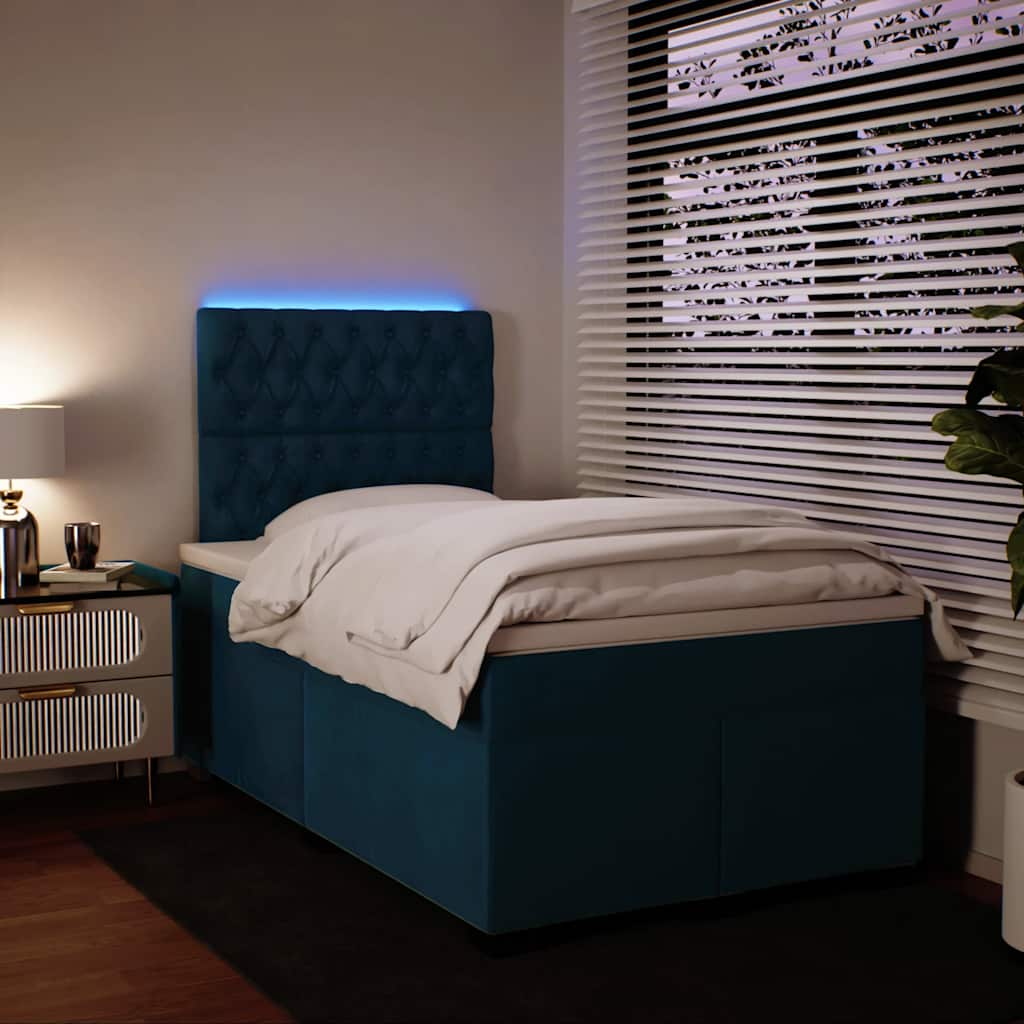 Giroletto a Molle con Materasso Blu 120x190 cm in Velluto