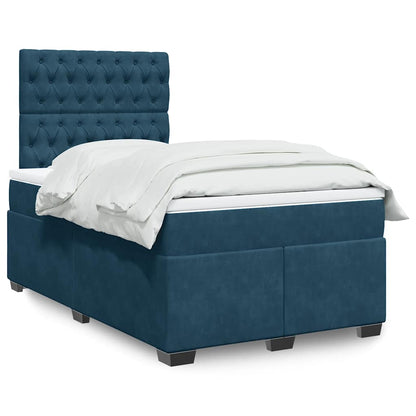 Giroletto a Molle con Materasso Blu 120x190 cm in Velluto