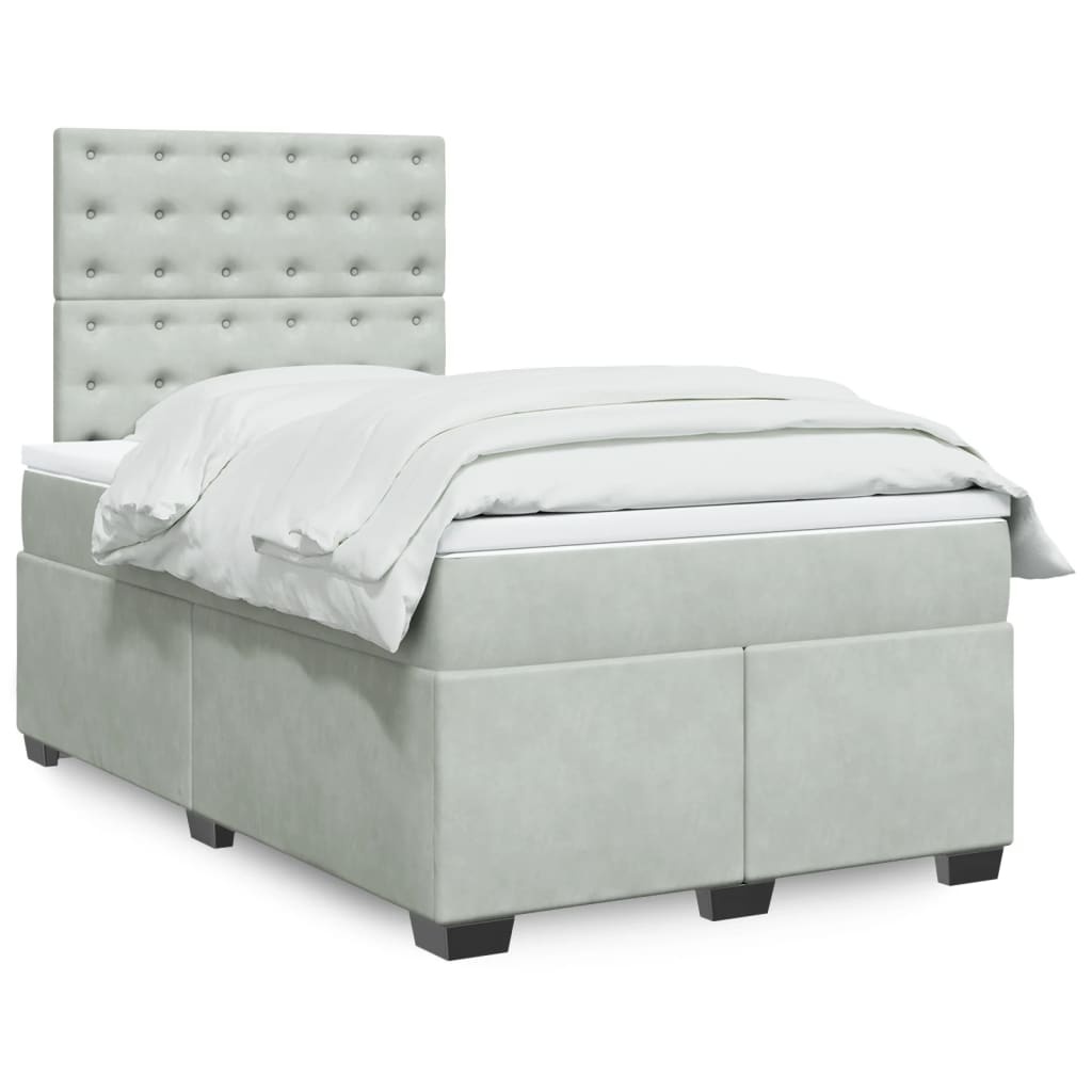 Giroletto a Molle con Materasso Grigio Chiaro 120x190cm Velluto