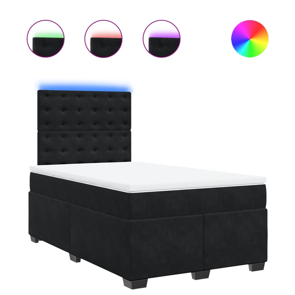 Giroletto a Molle con Materasso Nero 120x190 cm in Velluto