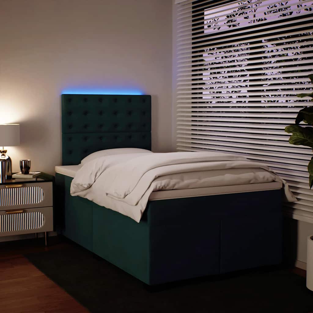 Giroletto a Molle con Materasso Verde Scuro 120x190 cm Velluto