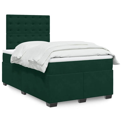 Giroletto a Molle con Materasso Verde Scuro 120x190 cm Velluto