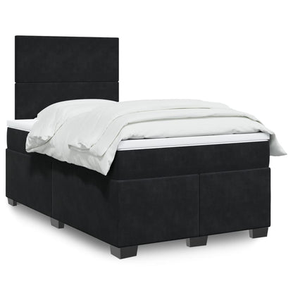 Giroletto a Molle con Materasso Nero 120x200 cm in Velluto