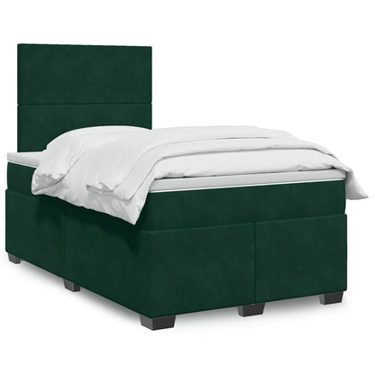 Giroletto a Molle con Materasso Verde Scuro 120x200 cm Velluto